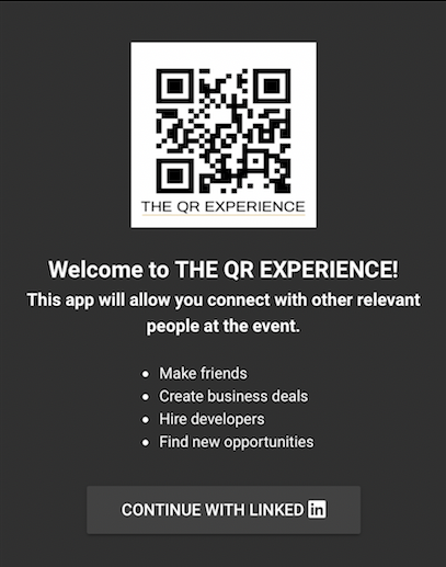 QR experience Screenshot LinkedIin Log In