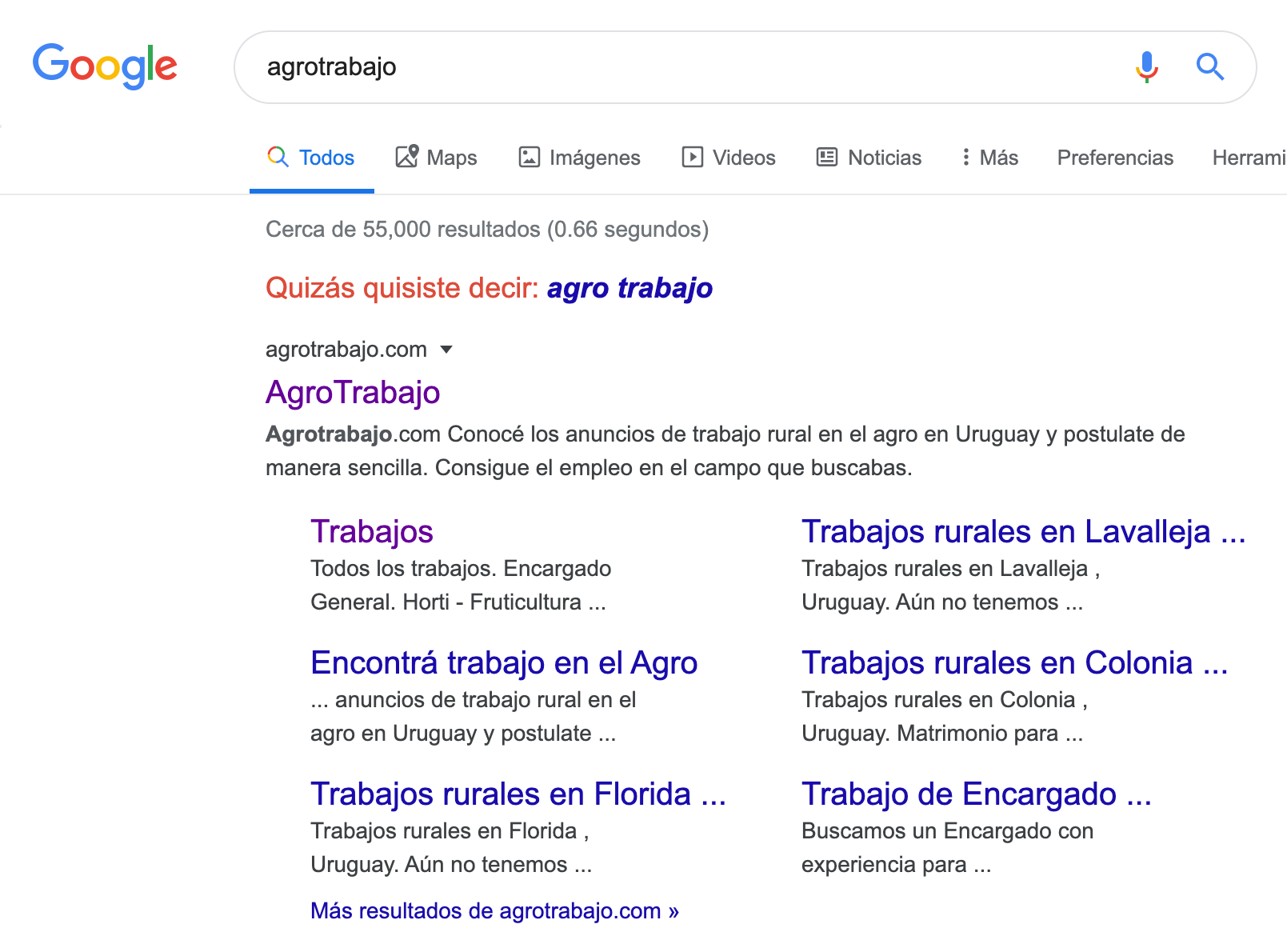 search for "agrotrabajo" in google