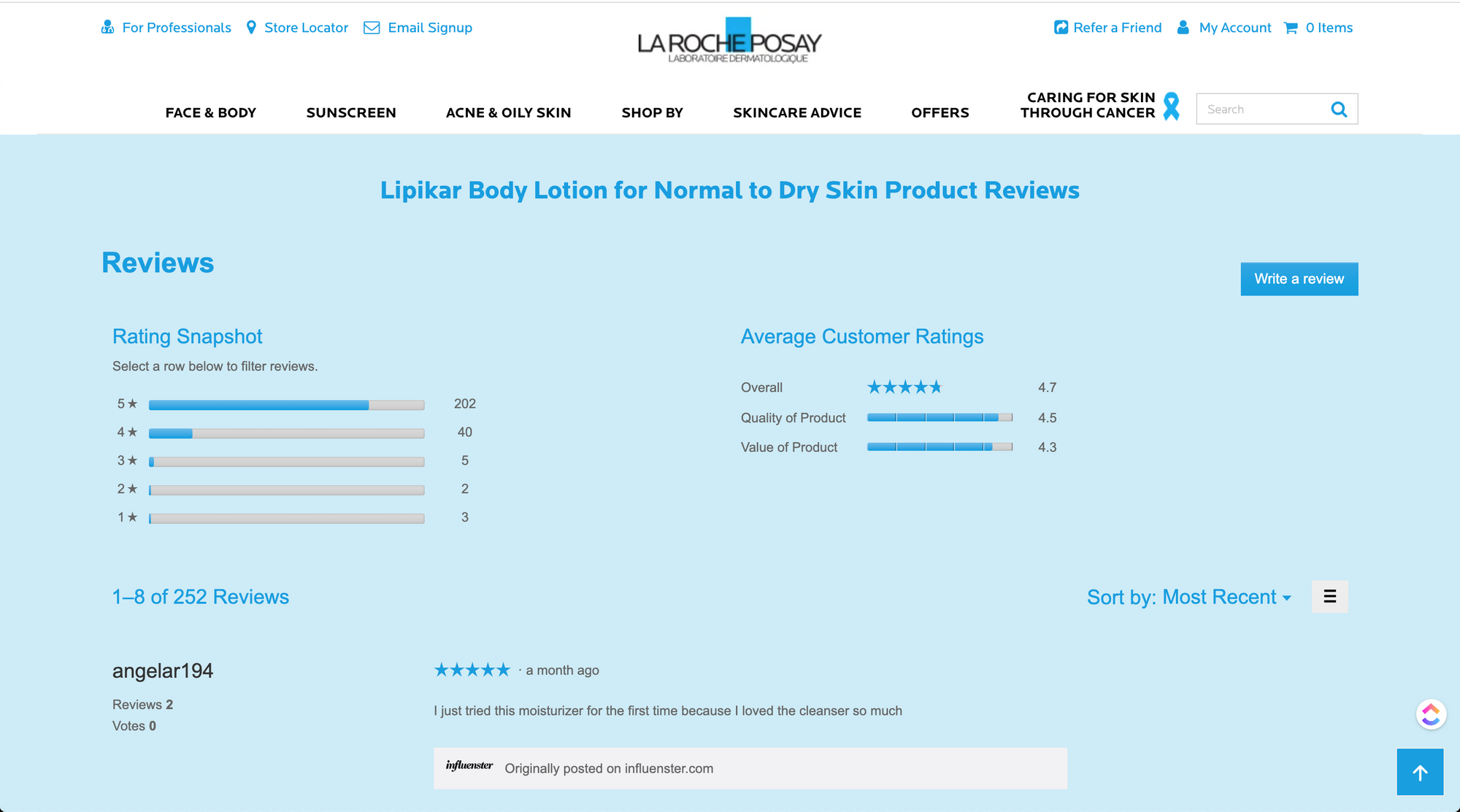 reviews la roche posay social proof