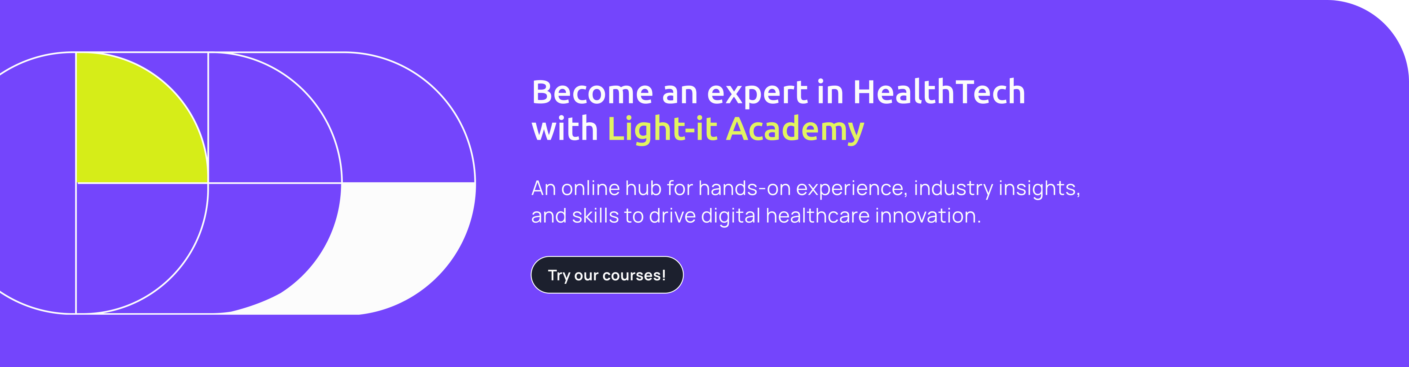 Banner that reads: "Become an expert in healthtech with Light-it Academy" and CTA