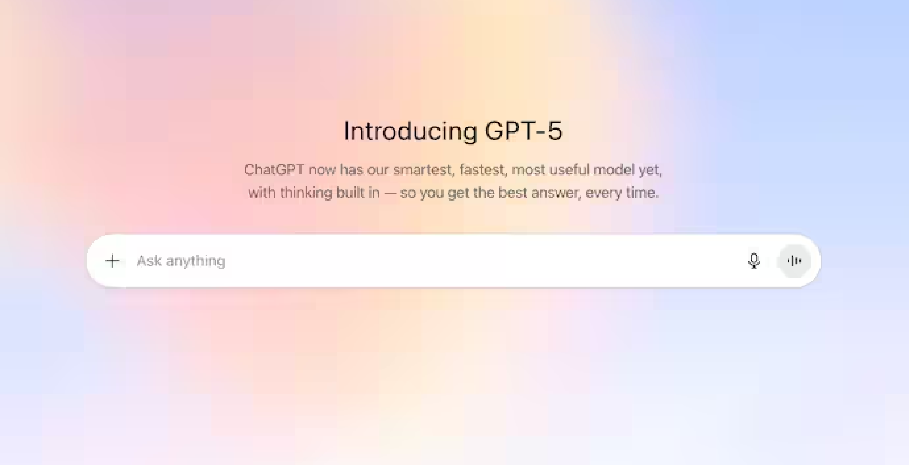 Chat GPT-5 welcome page